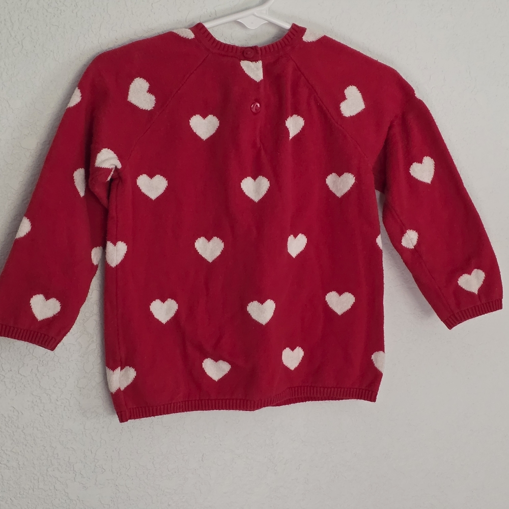 Toddler 12-18m H&M Red Knit Top with White Heart Motif - Picture 3 of 6